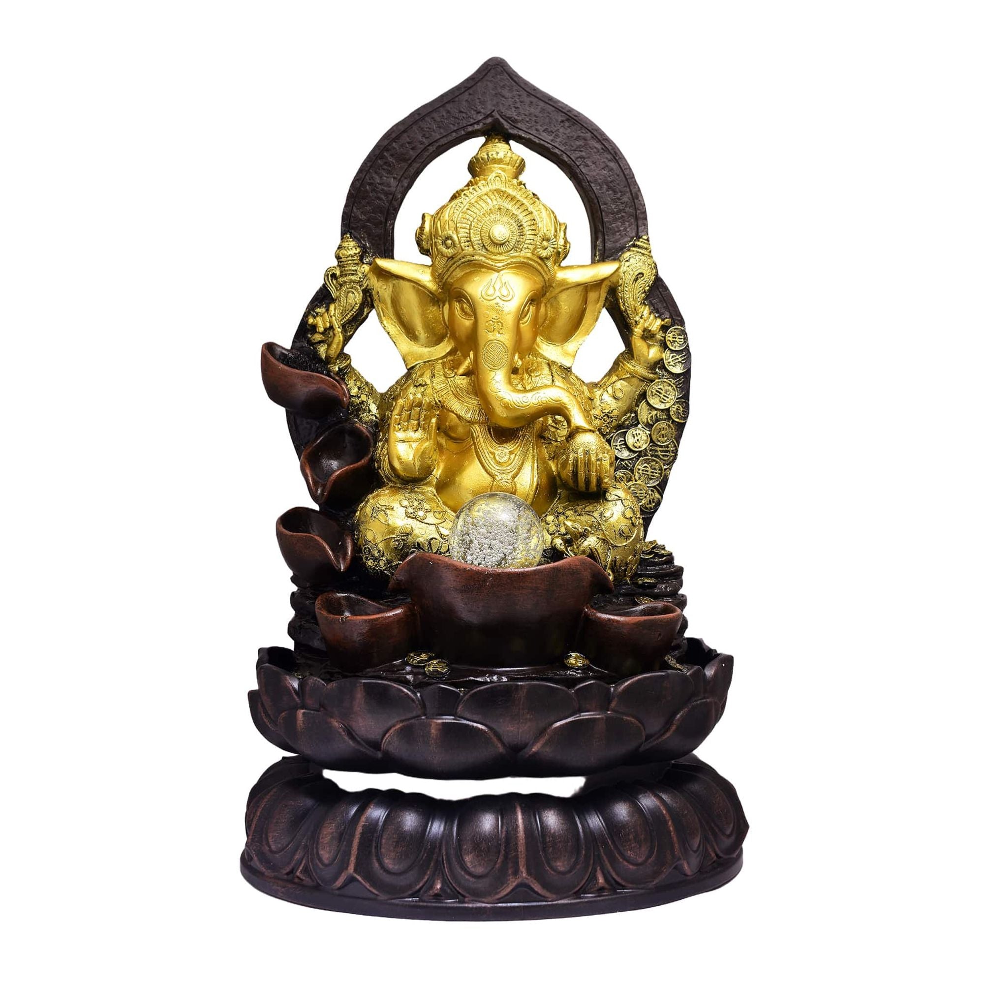 Golden Ganesha Water Fountain for Home Decor | Kasha Interior – Kasha ...