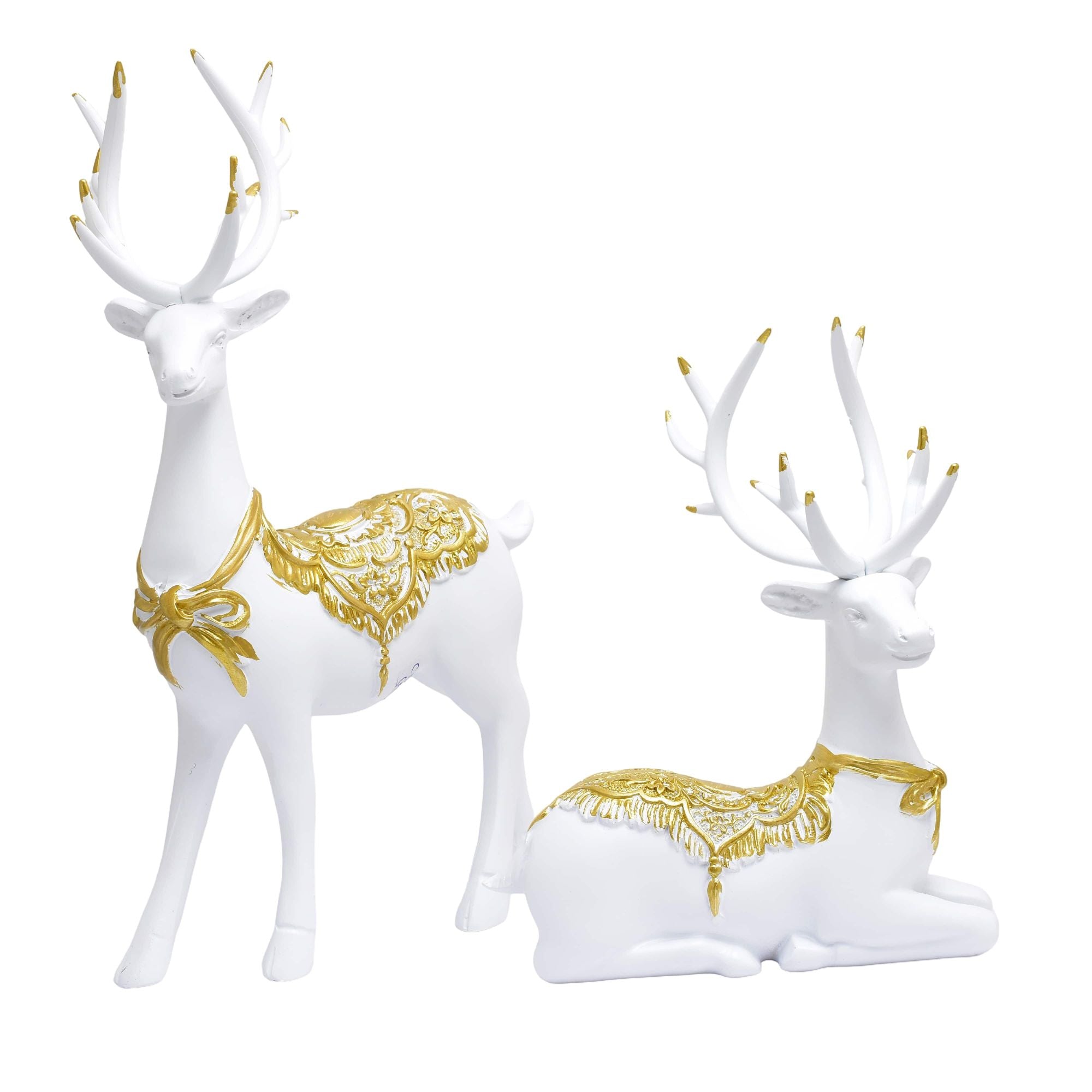 White & Gold Deer Pair