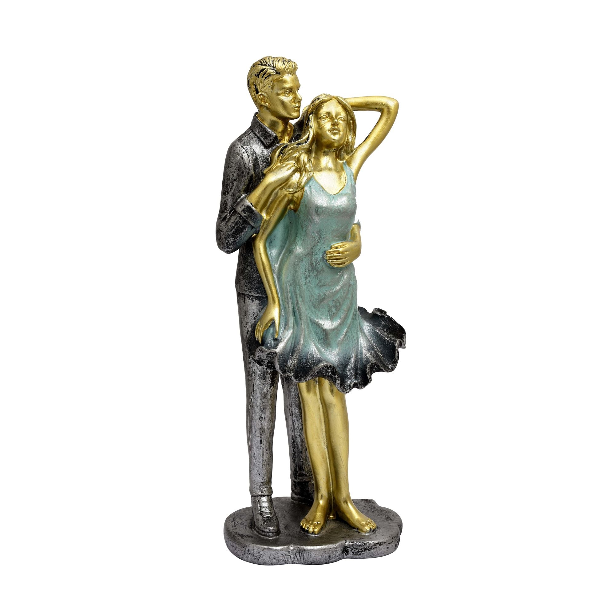 Romantic Couple Figurine (Gold & Aqua)