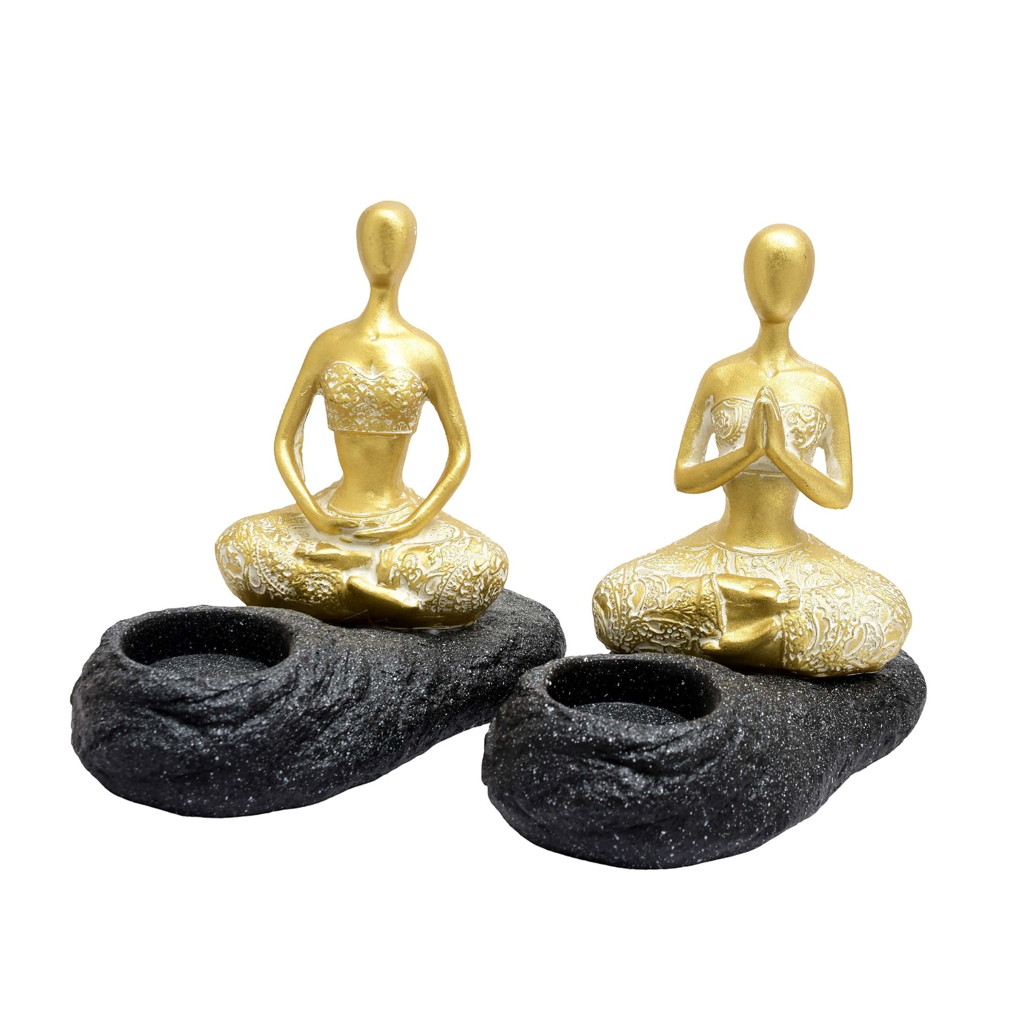 Golden Yoga Lady Candle Holder