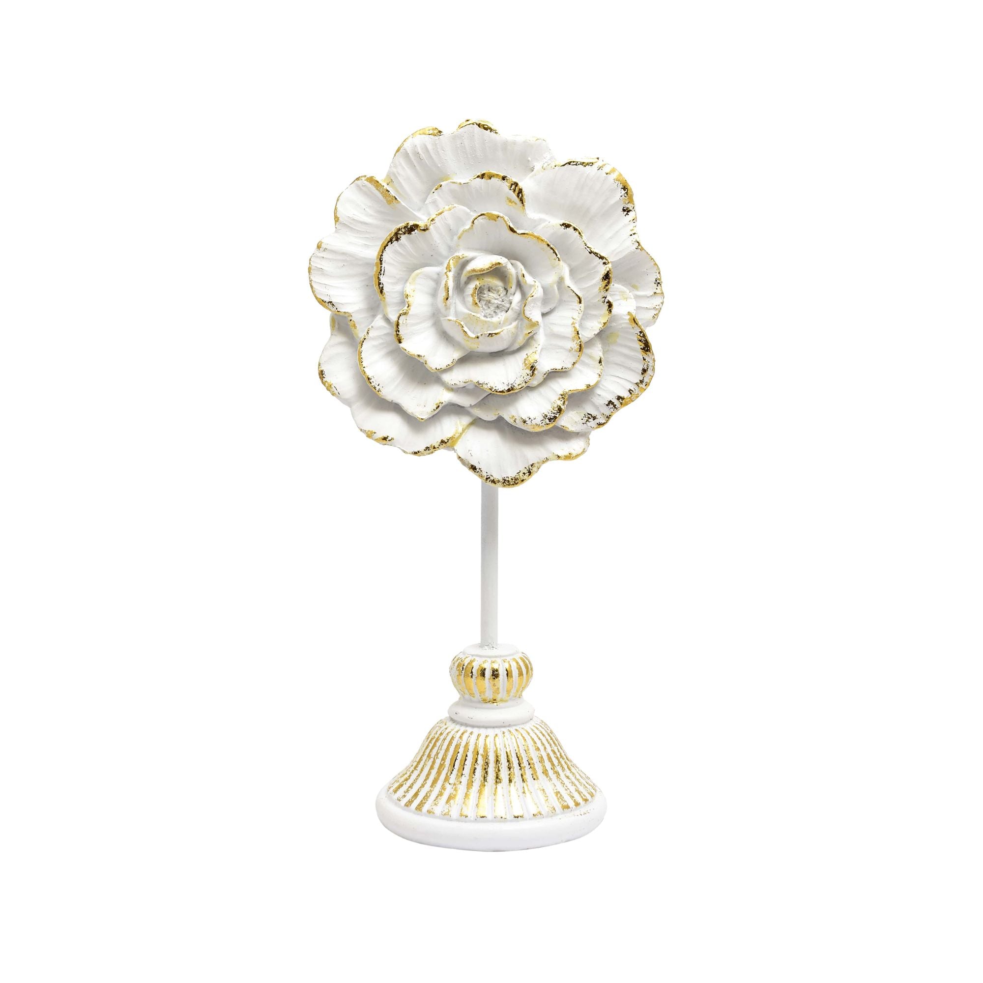 White & Gold Floral Table Sculpture