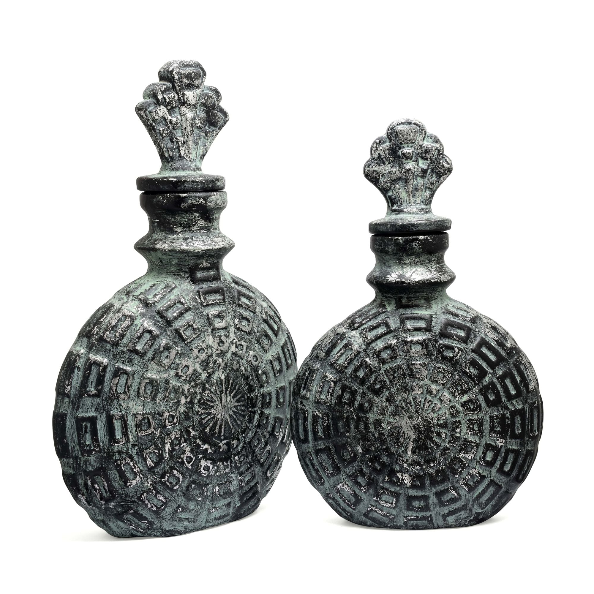 Antique Turquoise Embossed Dry Jars