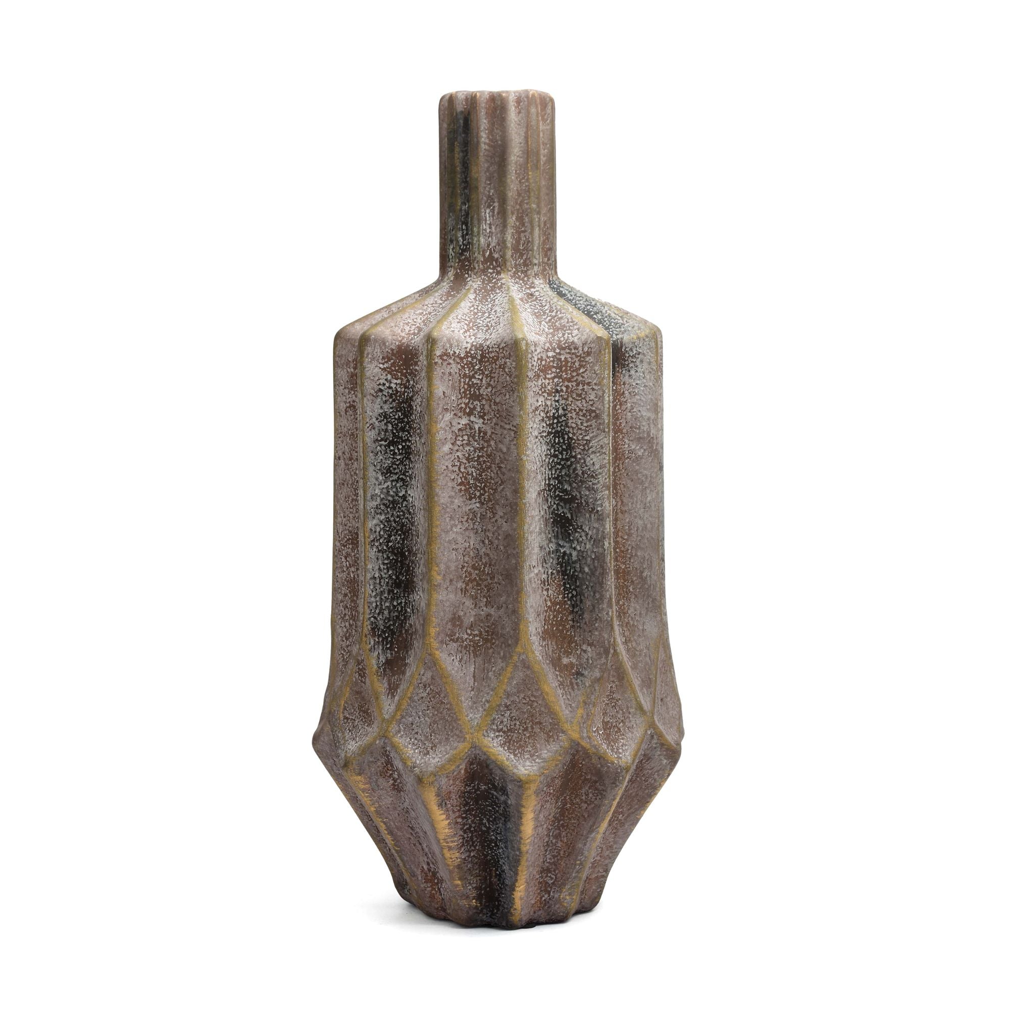 Brown Geometric Ceramic Vase