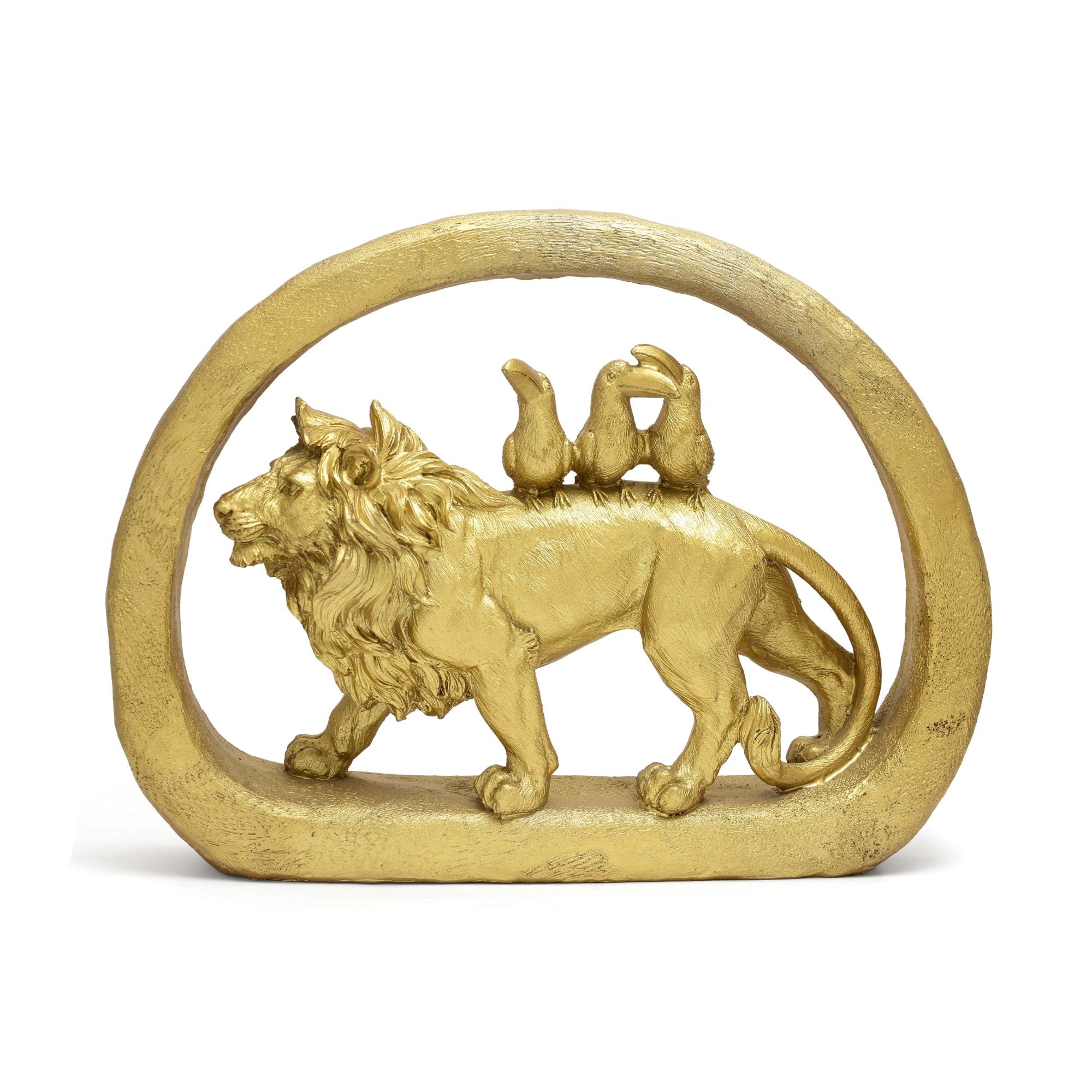 Lion & Birds Sculpture