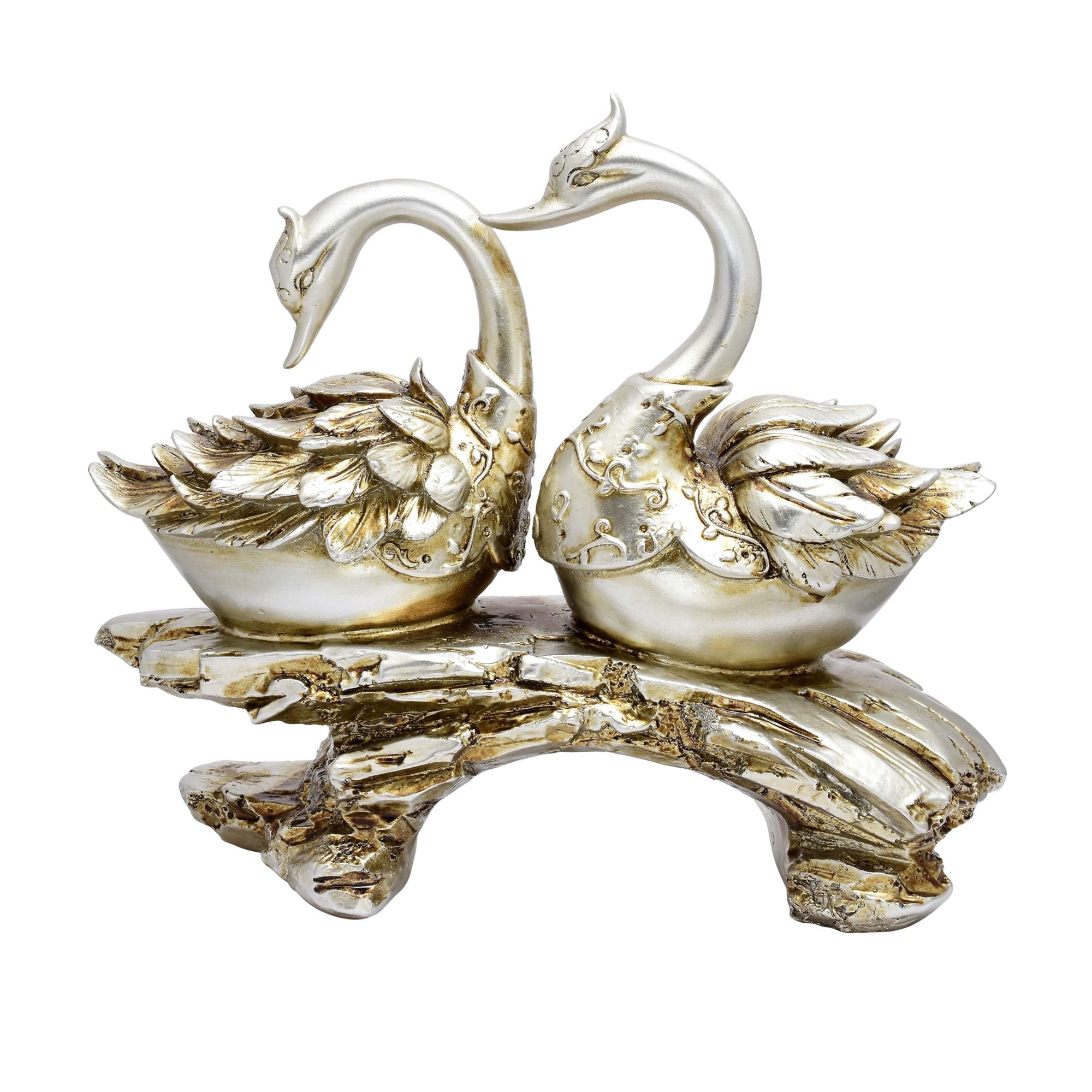 Golden Swans on Branch Figurine