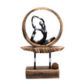 Black Yoga Lady on Wooden Base