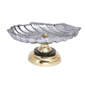 Black Leaf Glass Platter with Gold Base