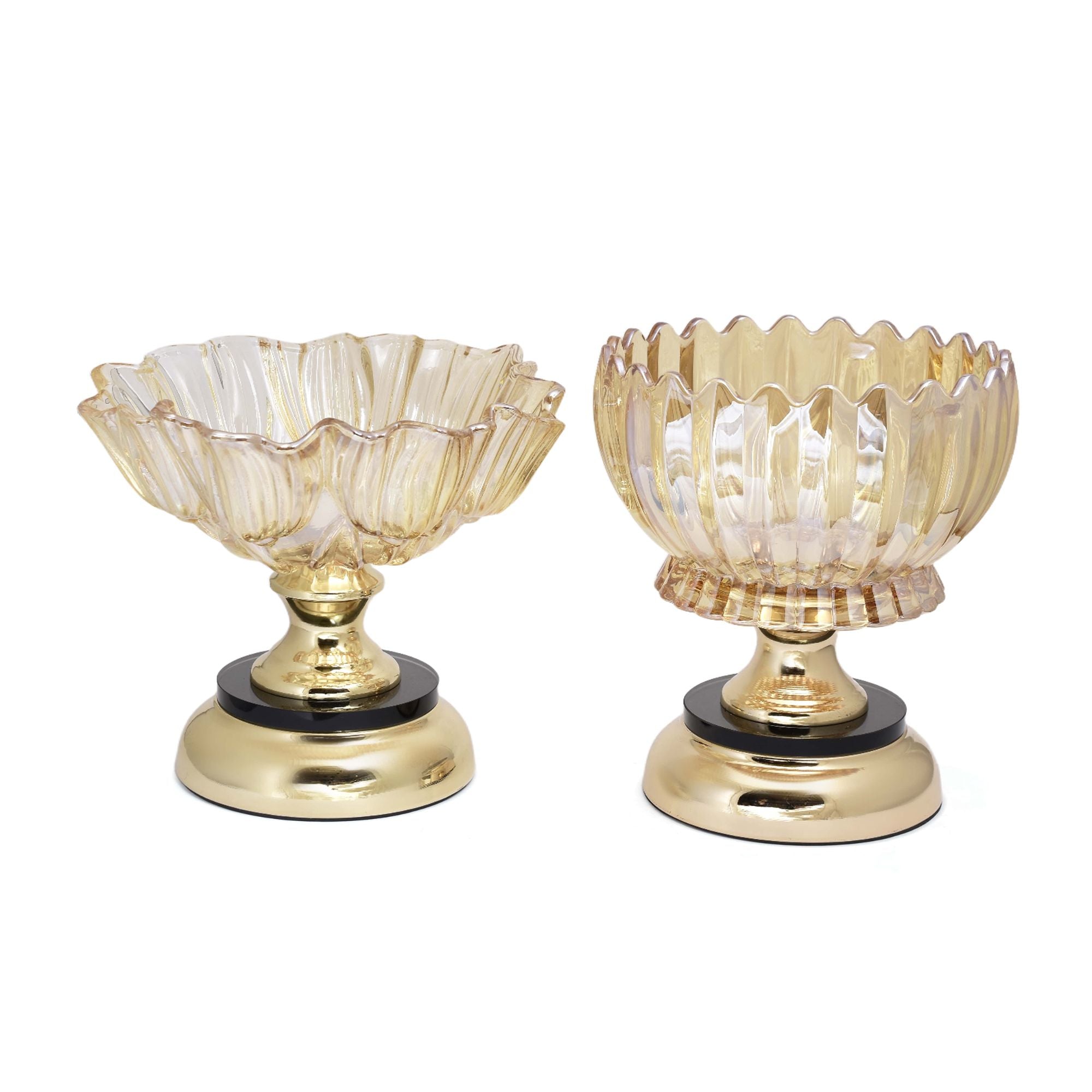 Amber Gold Glass Bowl – Classic Elegance Collection