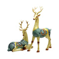 Small Royal Green & Gold Deer Figurine Set (Set of 2)