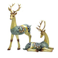Large Royal Green & Gold Deer Figurine Set (Set of 2)