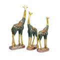 Majestic Green & Gold Giraffe Figurine Set (Set of 3)