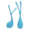 Modern Blue Rabbit Sculptures (Set of 2)