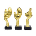 Golden Abstracts Face Sculptures- Set of 3 Thinking Expressions