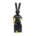 Black & Gold Bunny Reader Figurine