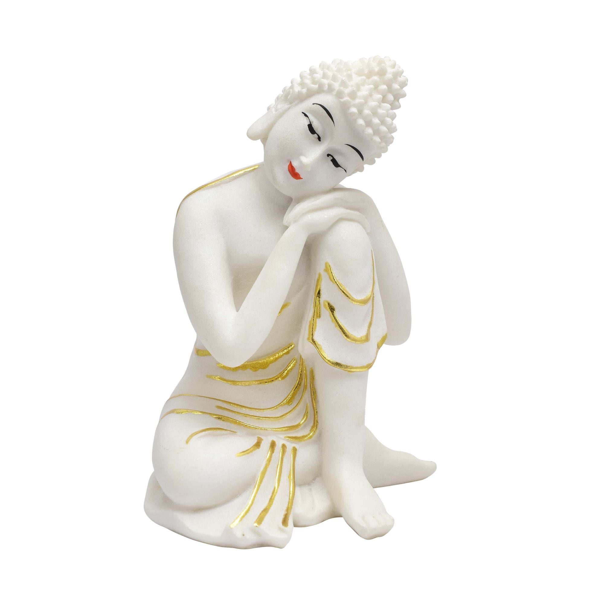 White & Gold Peaceful Buddha Idol