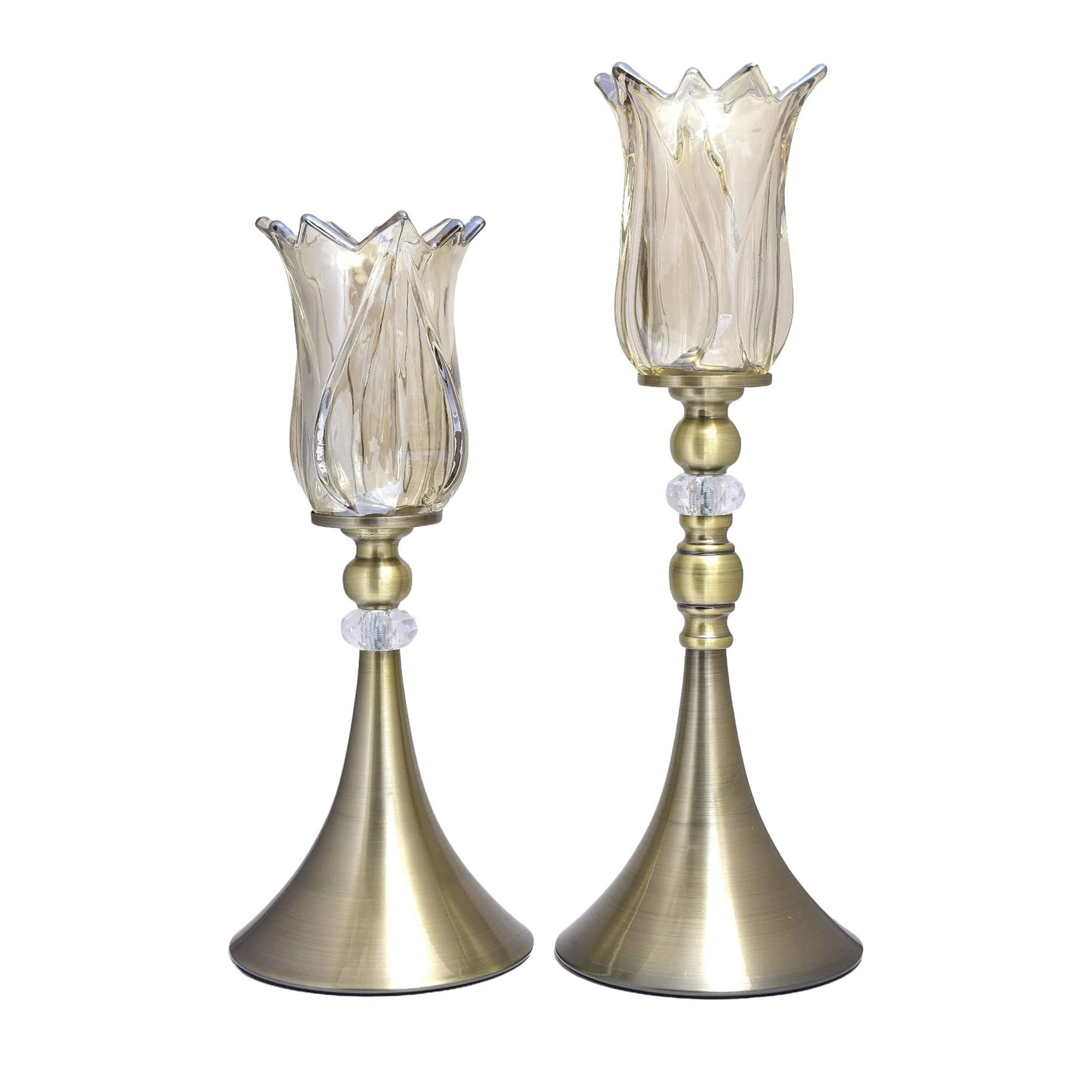 Glass Tulip Candle Holders (Set of 2)