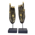 Antique Black-Gold Buddha Hands Pair