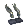 Textured Green-Gold Buddha Hands  Pair