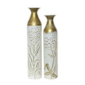 White Floral Engraved Vases 