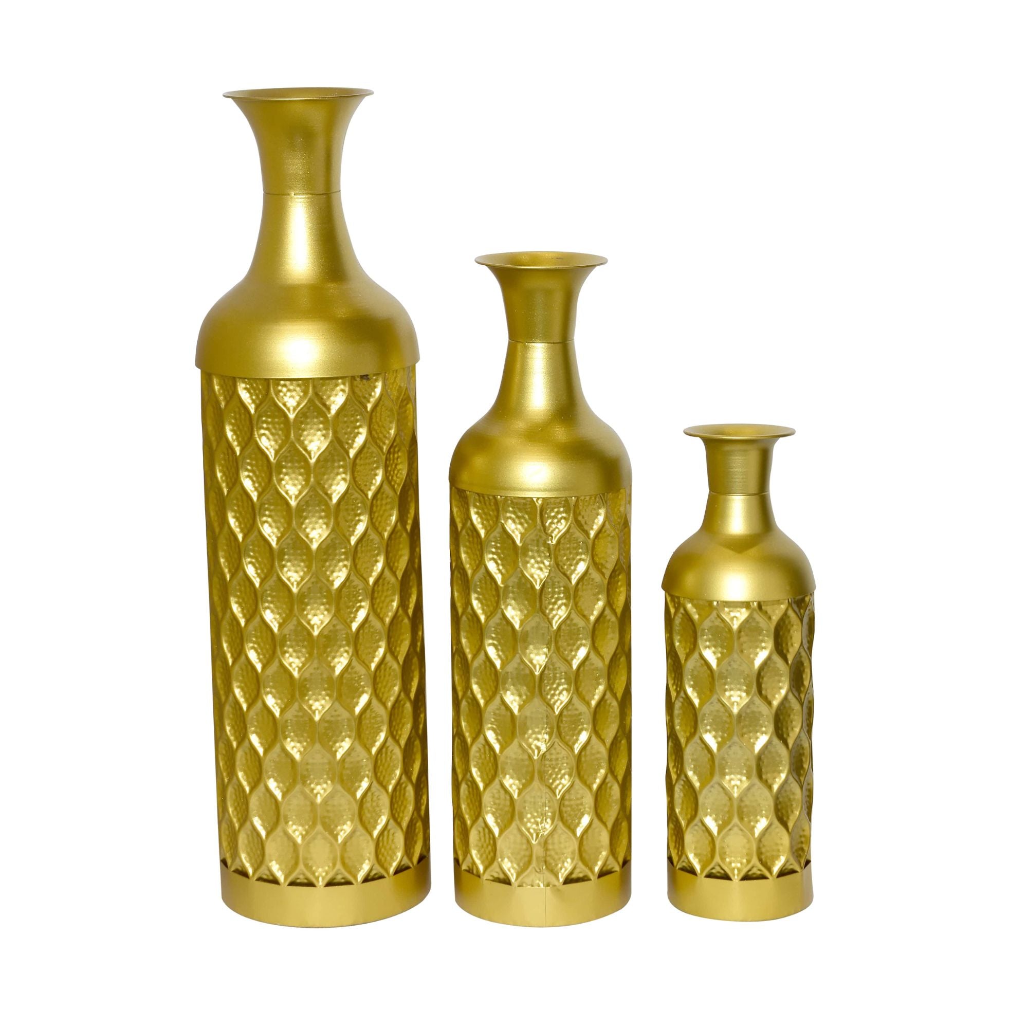 Golden Metal Vases (Set of 3)