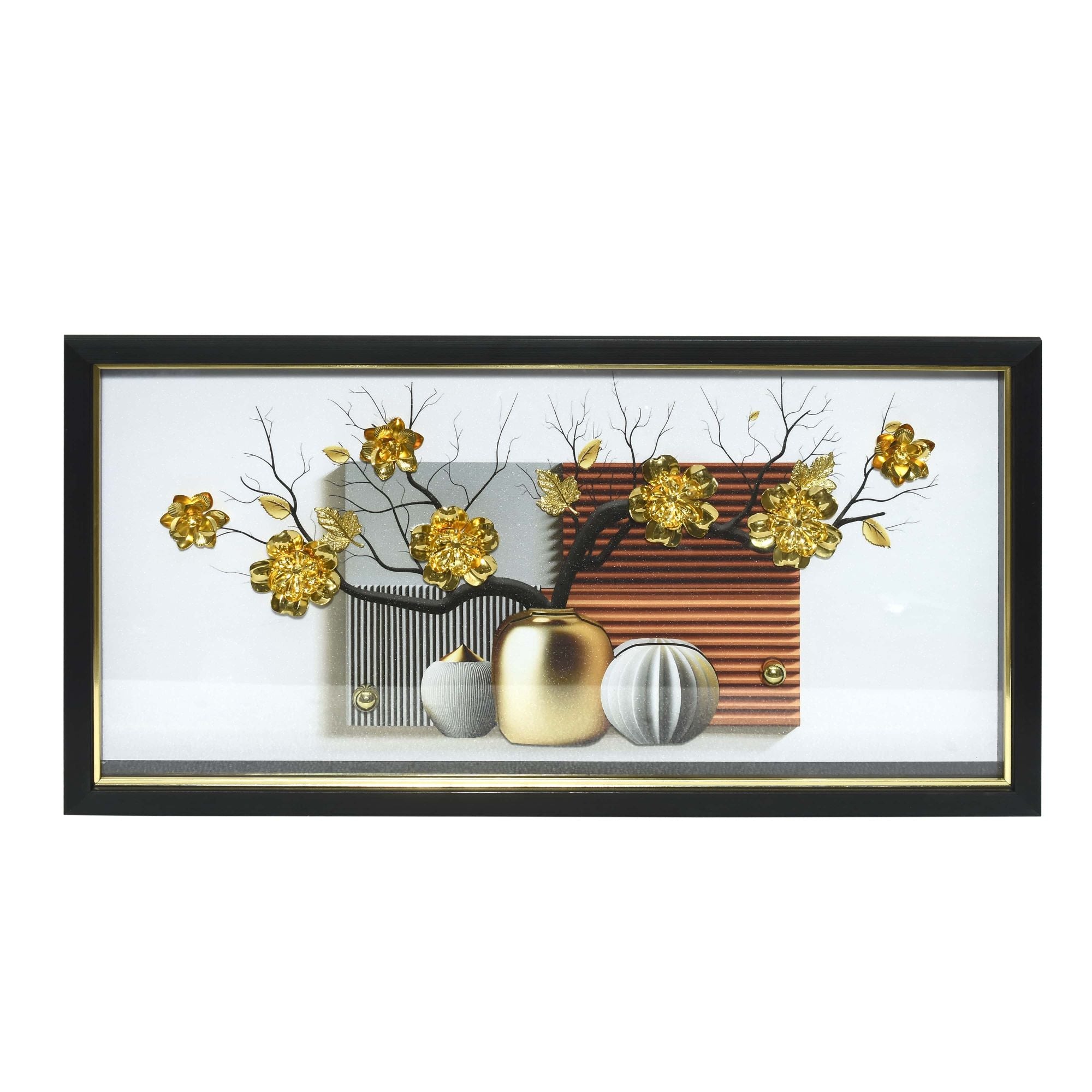 Golden Blossom Vase Wall Art
