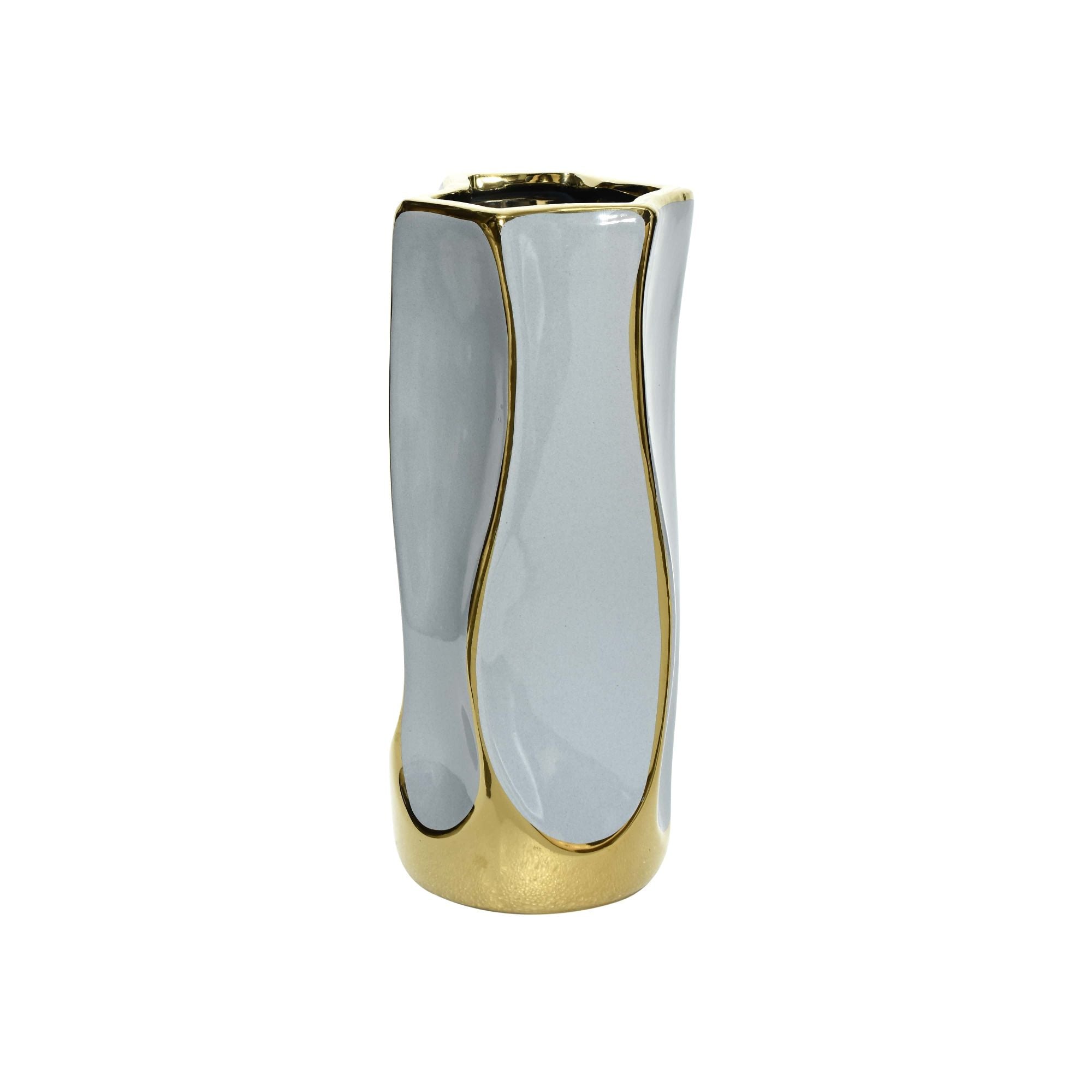 Grey & Gold Abstract Ceramic Vase