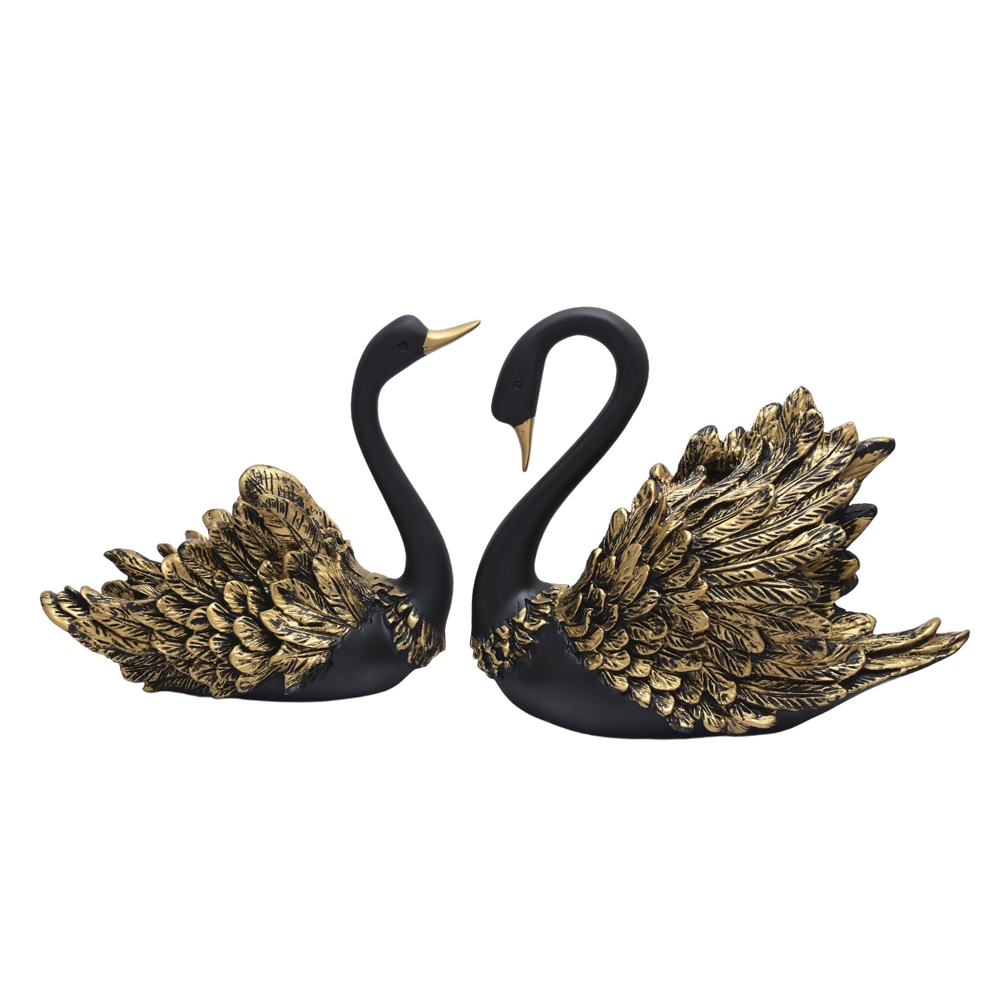 Black & Gold Swan Pair Sculpture