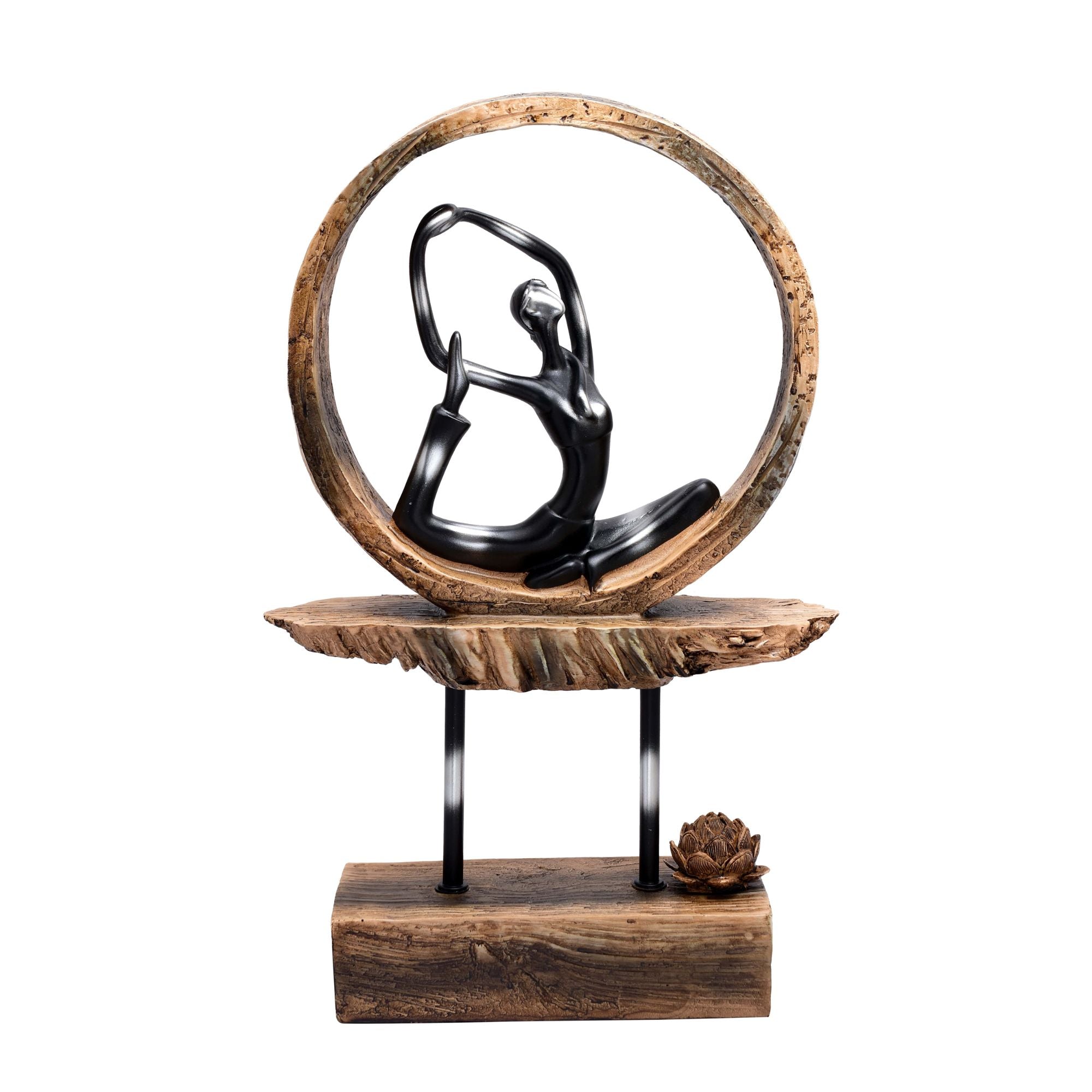 Black Yoga Lady on Wooden Base