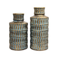 Blue Gold Textured Cylinder Vases